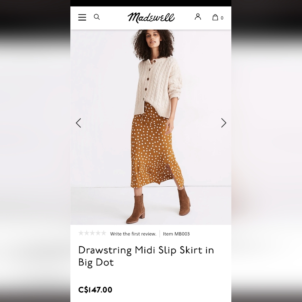 Madewell Midi Slip Skirt size 10